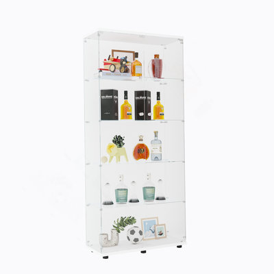 Vitrine à deux portes en verre avec cinq tablettes, idéale pour mettre en valeur des objets de collection et des biens dans n'importe quel espace