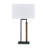 Table Lamp Set Of 2, Curved Wired Bronze Base, White Fabric Shade