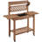 Jihane Fir Wood Potting Bench with Sliding Tabletop and Lockable Wheels-1685465037