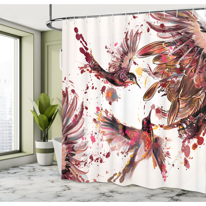 Ensemble de rideau de douche et crochets Hummingbird, 69" H x 70" W, Argent foncé