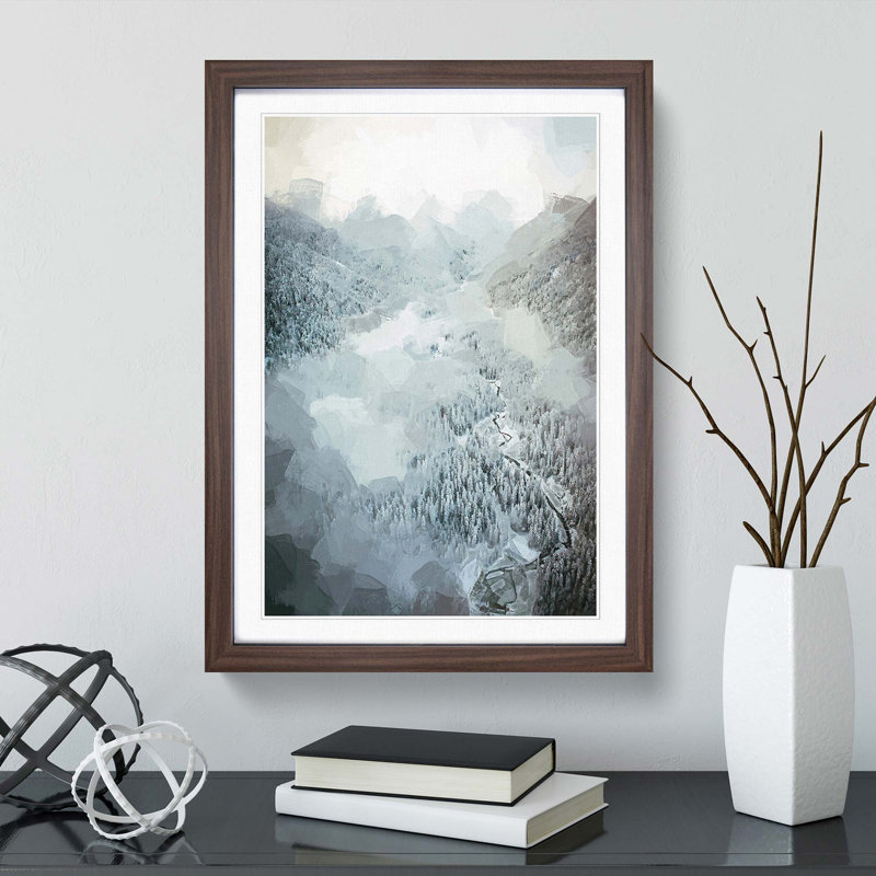 Forest in Winter in Abstract - Picture Frame Graphic Art Print, 87cm H x 62cm W x 2cm D, Walnut Framed
