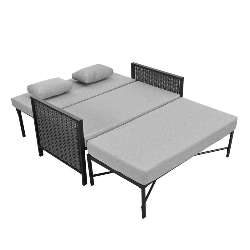 131.5 cm W Steel Patio Daybed with Cushions, Grey