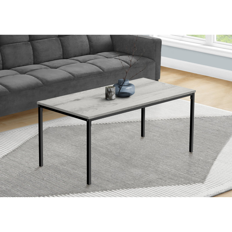 Table basse moderne dans le salon, rectangulaire de L 40 po, stratifié gris avec métal noir pour l'espace de la pièce, stratifié