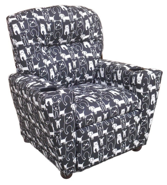 Neosha Kids 13'' Recliner and Ottoman, Black/White
