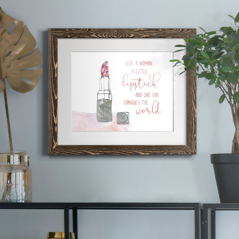 «A Little Rouge à lèvres», impression sur papier encadrée, H 24 po x l 18 po x P 1,5 po, Papier, cadre noyer