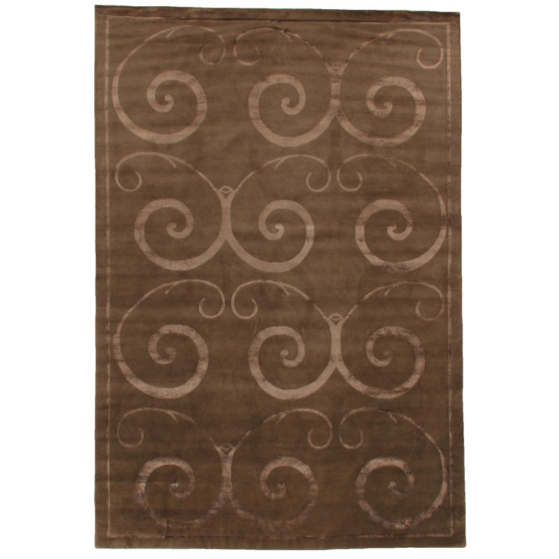 Super Tibetan Abstract Area Rug in Taupe/Beige, Rectangle 9' x 12'