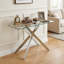 Table console élégante en verre durable et moderne avec plateau en verre trempé transparent résistant aux égratignures pour le couloir du salon