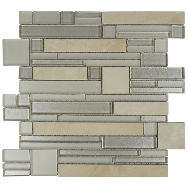 Golz 12" x 12" Versailles Mosaic Tile, Beige