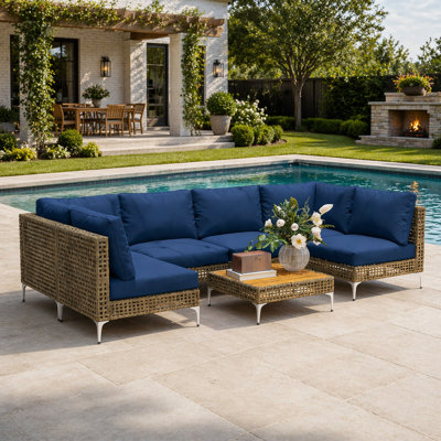 Ensemble modulaire d'extérieur modulaire, ensemble de conversation durable, ensemble de mobilier de patio en osier 7 pièces pour une utilisation polyvalente et élégante