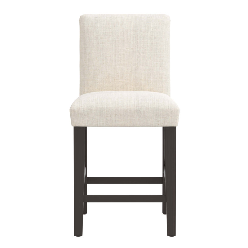 Tabouret de bar et de comptoir Hadrien, Lin classique talc, Tabouret de comptoir (siège d'une hauteur de 26 p, Crème