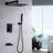 10" Rainfall Shower Head Bathroom System With Balanced Faucet - Matte Black, Wall Mounted 10Inch And Black Finish-120920812