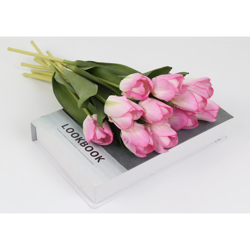 6 pièces de fleurs artificielles tulipes pour table de mariage, Rose clair