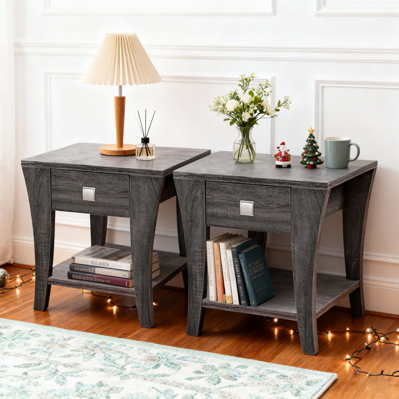 Table de bout avec rangement Vernel, Ensemble de 2