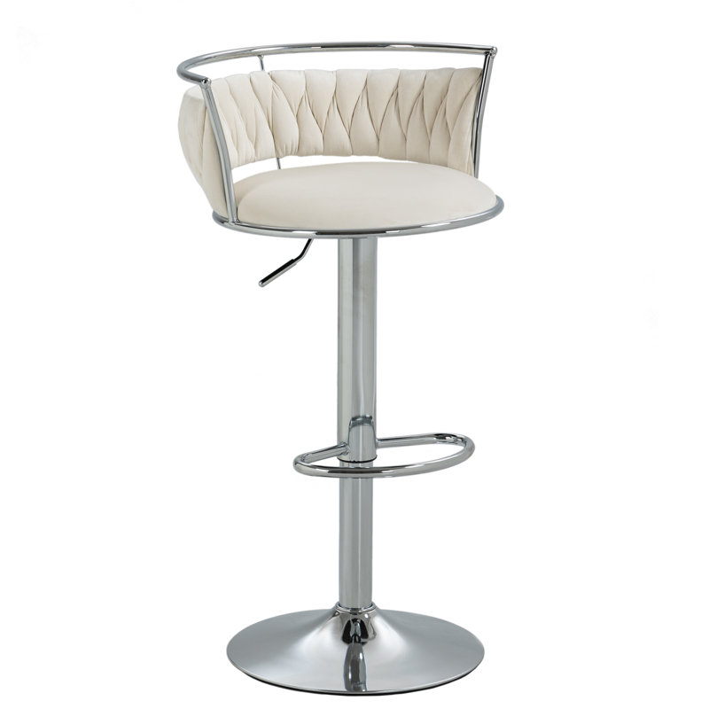 Ginko Modern Adjustable Bar Stools, Swivel Counter Stools with Upholstered Seat, Backrest, Footrest and Metal Frame for Kitchen and Home Bar （Set of 4）