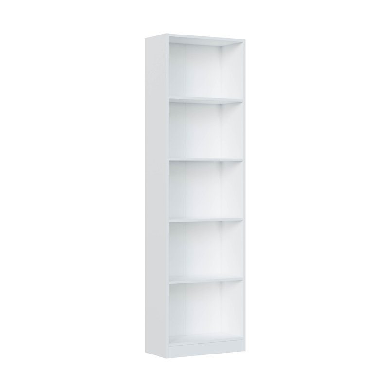 Bookshop Pomona, High Bookcase With 5 Shelves, Modern Shelf With Compartments, 52X25H80 Cm, White