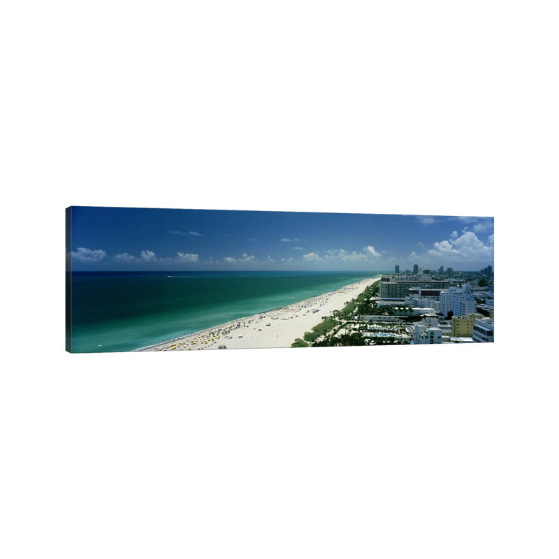 City At The Beachfront, South Beach, Miami Beach, Florida, USA - Wrapped Canvas Panoramic Print