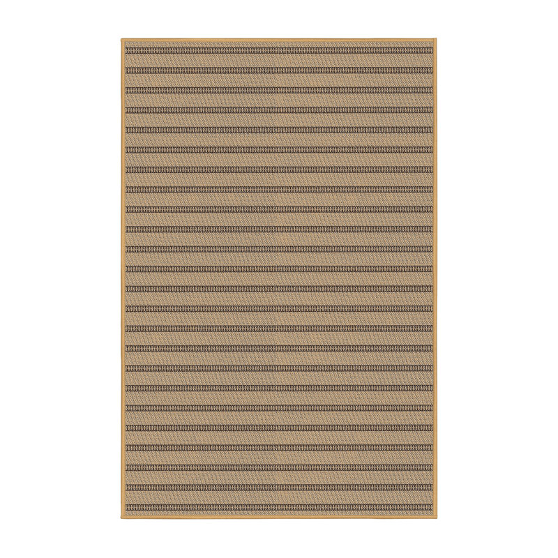 Tapis brun à rayures Caramie, Rectangle 7 pi x 9 pi