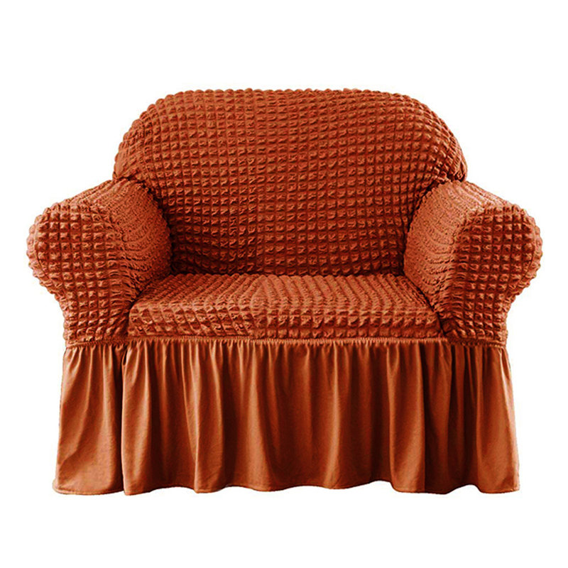 Housse pour canapé à coussins carrés / rectangulaires Bubble, H 40 po x l 55 po x P 90 po, Mélange de polyester café rouge