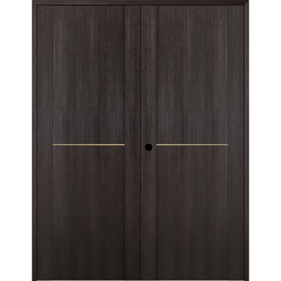 Avon 01 1H Golden Strips Solid Manufactured Wood Paneled Prefinished French Door