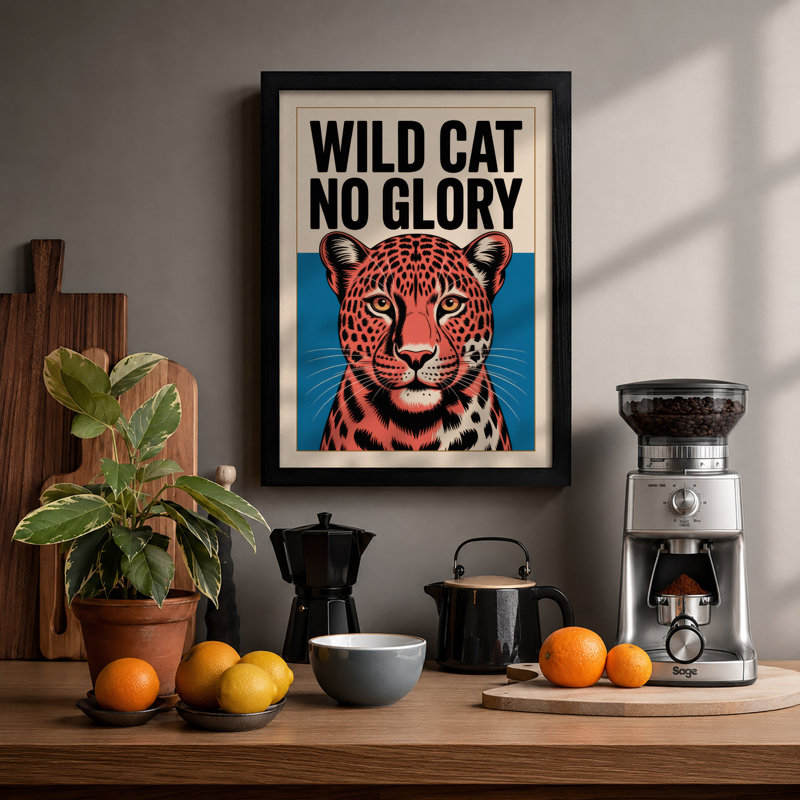 Wild Leopard Confrontation Graphic Art - Print, Black, A4 - 29.7 x 21.0 cm