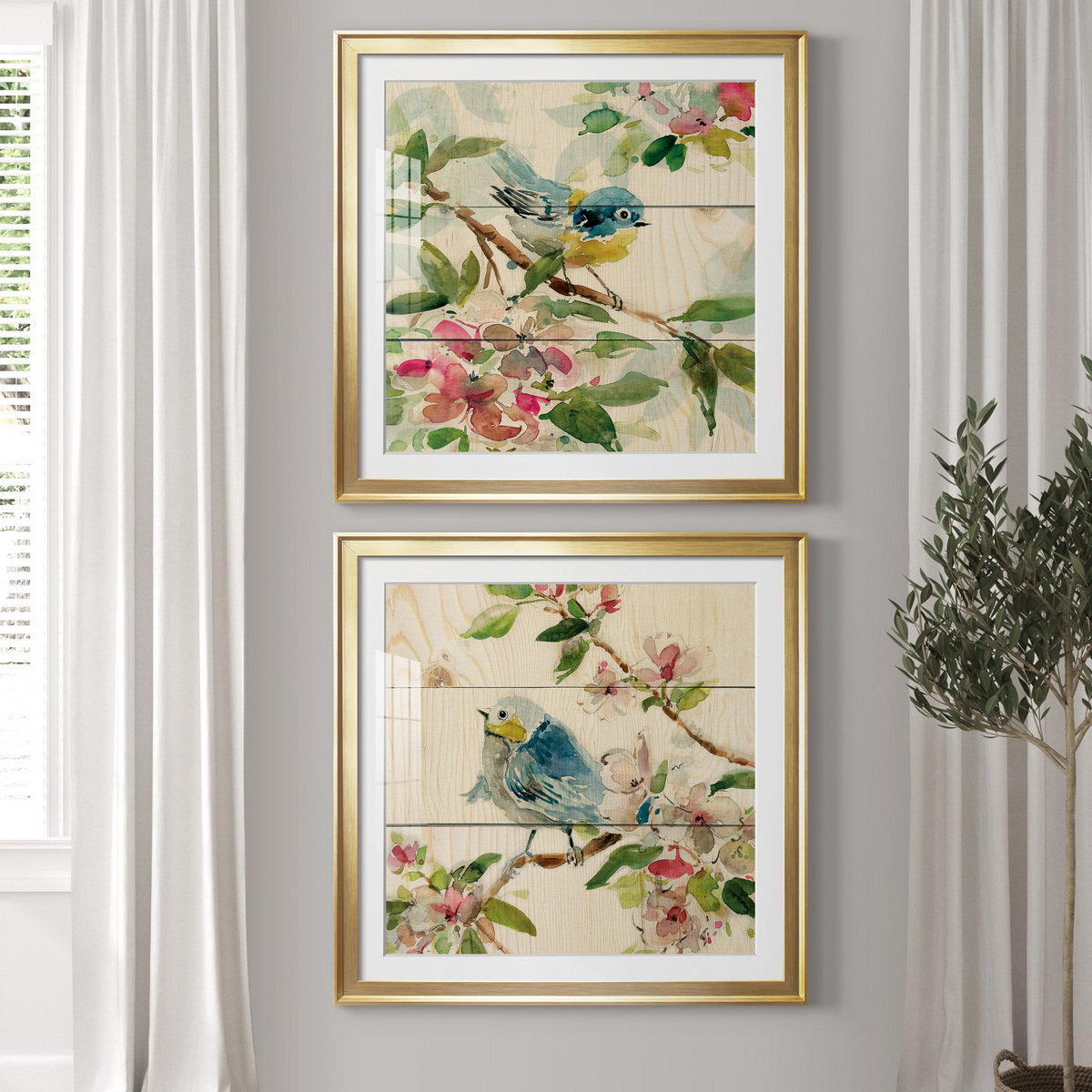 Lark Manor Birds And Blossoms I On Canvas 2 Pieces Painting & Reviews