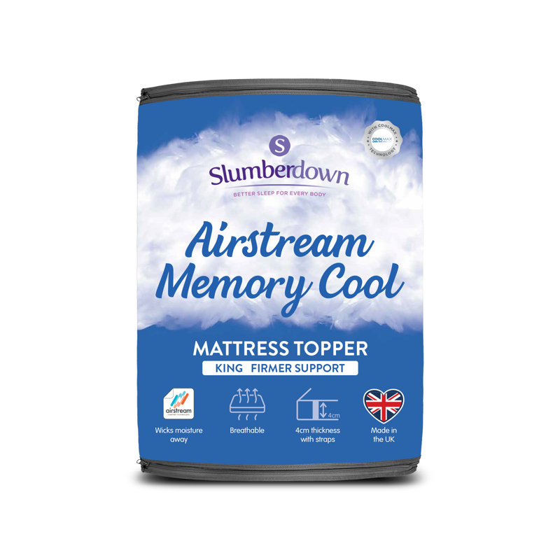Airstream Memory Cool Mattress Topper 4cm Thick Cooling Machine Washable, Kingsize (5')
