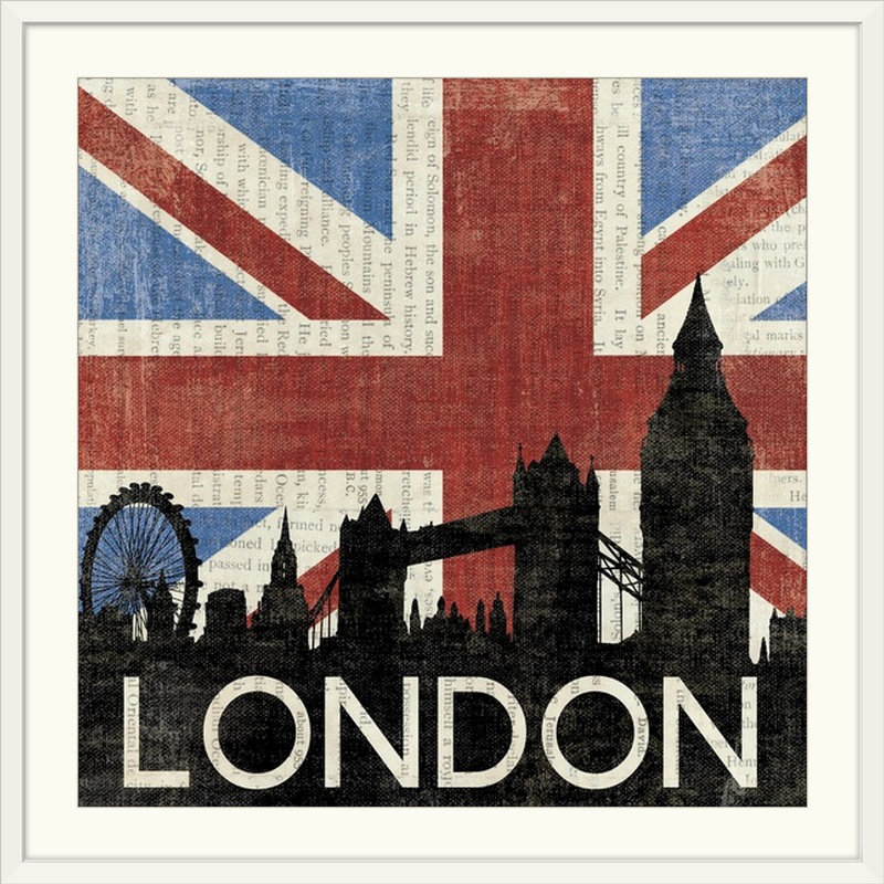 «London» par Moira Hershey - impression d'art graphique, Cadre blanc, H 28 x l 28 po x P 1 po