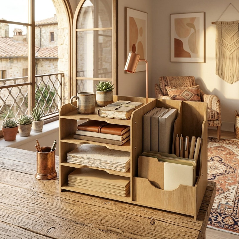 Solid Wood Desk Organiser