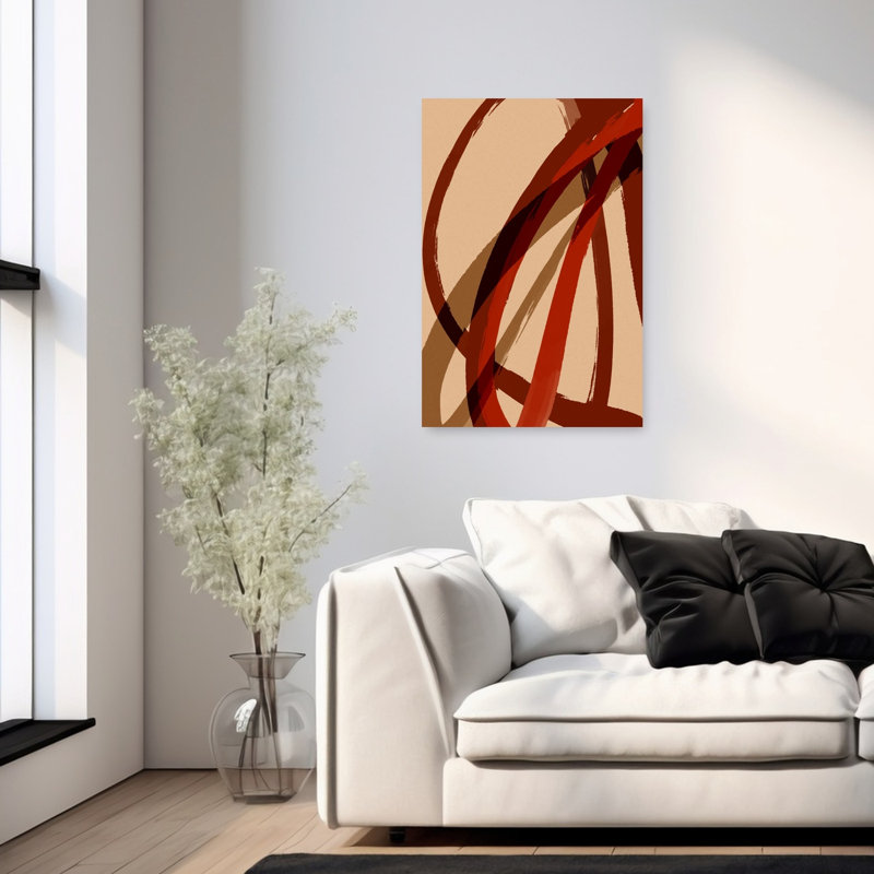 Crimson Curves Abstract Bold Contemporary Wall Art Print, 91.44cm H x 60.96cm W