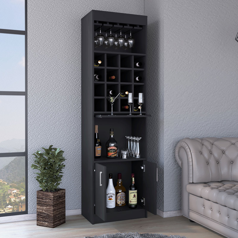 Armoire de bar à panneaux de particules l 13,3 po x P 20 po x H 71,1 po - Noir