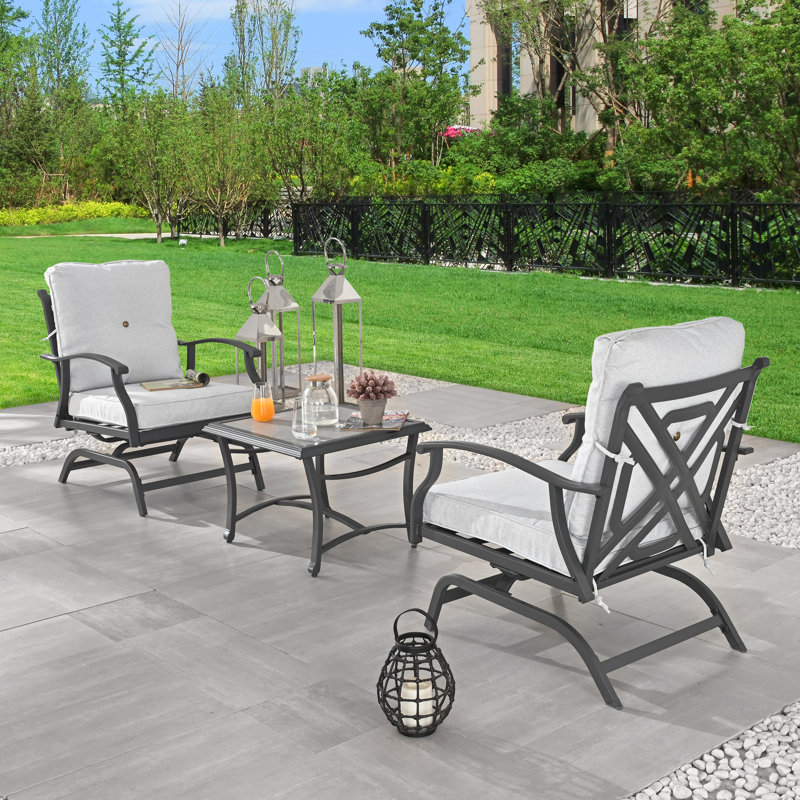 3-Piece Spring-Rocking Conversation Set, Beige