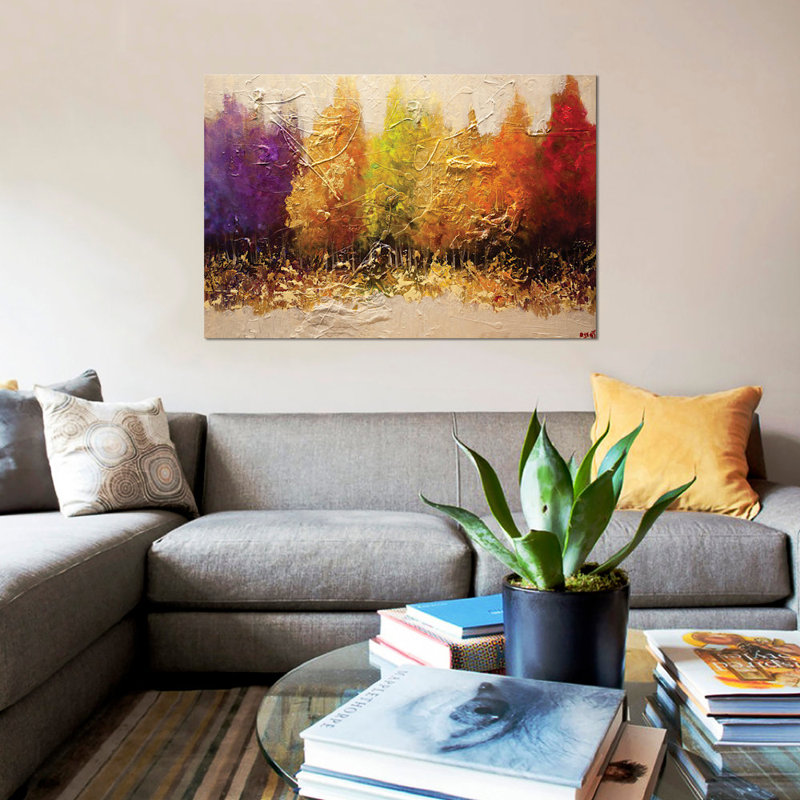«Swiger Five Seasons», reproduction sur toile, H 18 po x l 26 po x P 1,5 po, Pas de tapis, Toile tendue