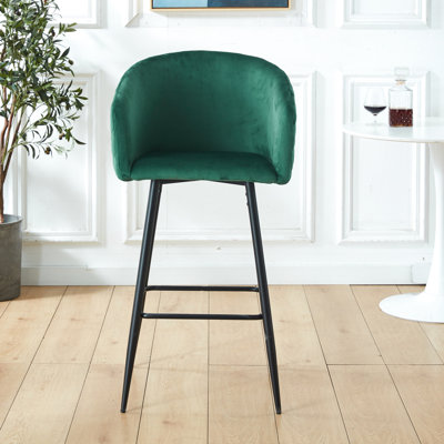 2 tabourets de bar à hauteur de comptoir, velours, pieds en métal noir pour îlot de cuisine, restaurants, cafés, salles à manger, centres de divertissement, bars, salons, fermes, 2 tabourets de bar, revêtement en velours,