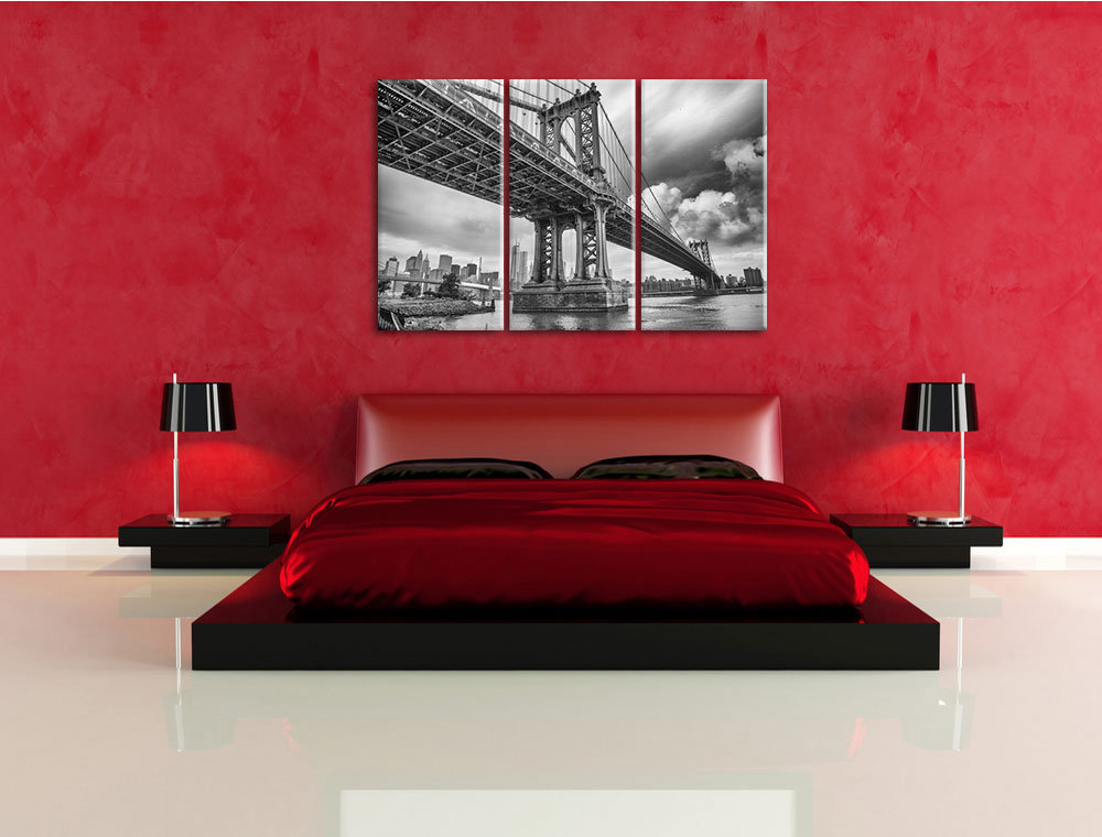 3-tlg. Leinwandbilder-Set „Manhattan Bridge New York“, Fotodruck