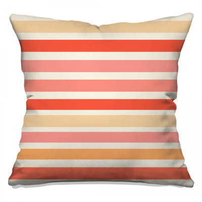 Coussins décoratifs à rayures rouges et orange et beige