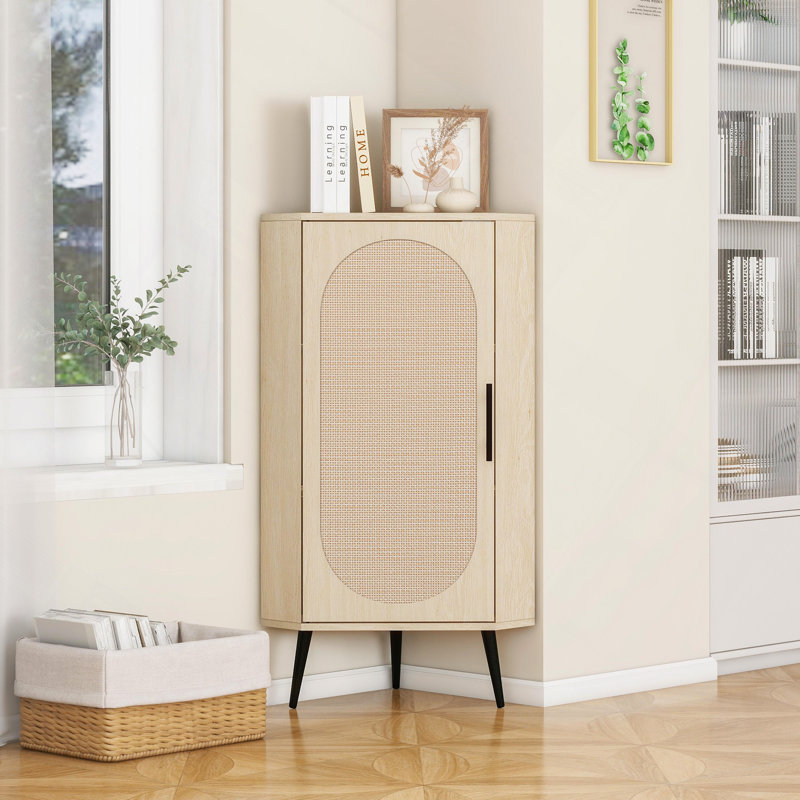 Armoire d'angle, porte en rotin, tables d'angle autoportantes pour petits espaces, support d'angle pour salon, cuisine, chambre à coucher