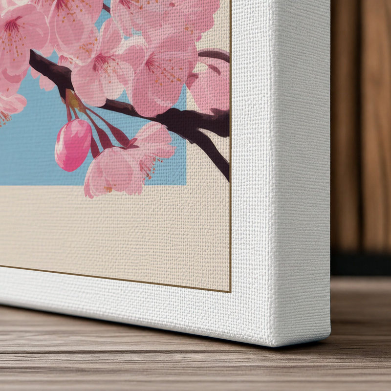 Cherry Blossom Branch Botanical - Wrapped Canvas, 24x16 - 61.0 x 40.6 cm, White Border