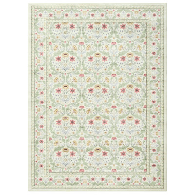 Washable Rugs Floral Area Rugs for Living Room Bedroom Non Slip Non-Shedding Vintage Carpet for Home Office Decor