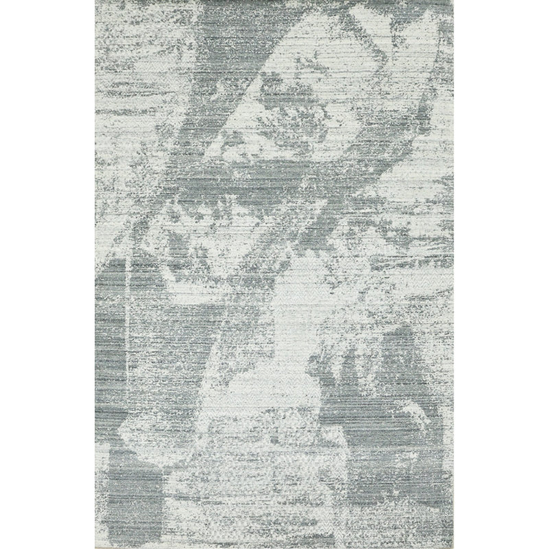 Gray Hand-Knotted Wool Subtle Linear Textured Abstract Modern Contemporary Carpet Rug, 10' x 14'