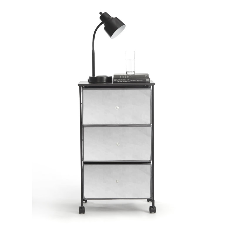 Chariot de rangement pour tablette en miroir à 3 compartiments