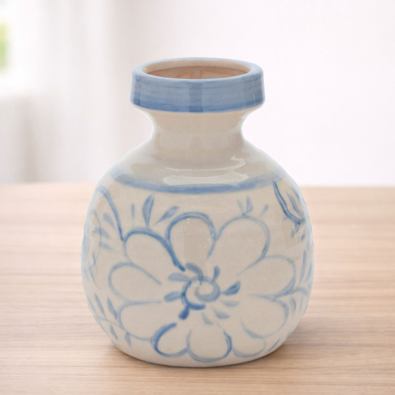 Vase floral en grès, H 7 po