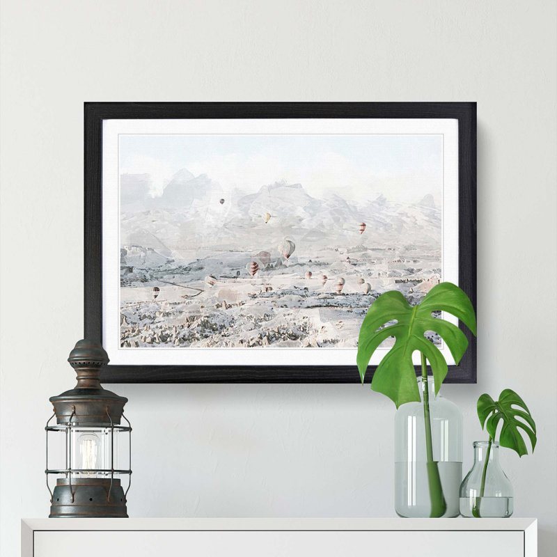 Hot Air Balloons over Turkey in Abstract - Picture Frame Graphic Art Print, Black Framed, 36cm H x 48cm W x 2cm D