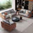 Willmuth 60.2" Modern Two-Tone Leathaire Loveseat with Metal Legs and 4 Pillows-898448323
