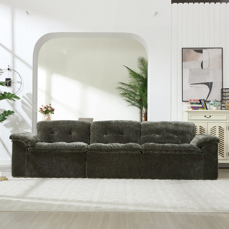 Canapé moderne en chenille 3 places, 3, Émeraude