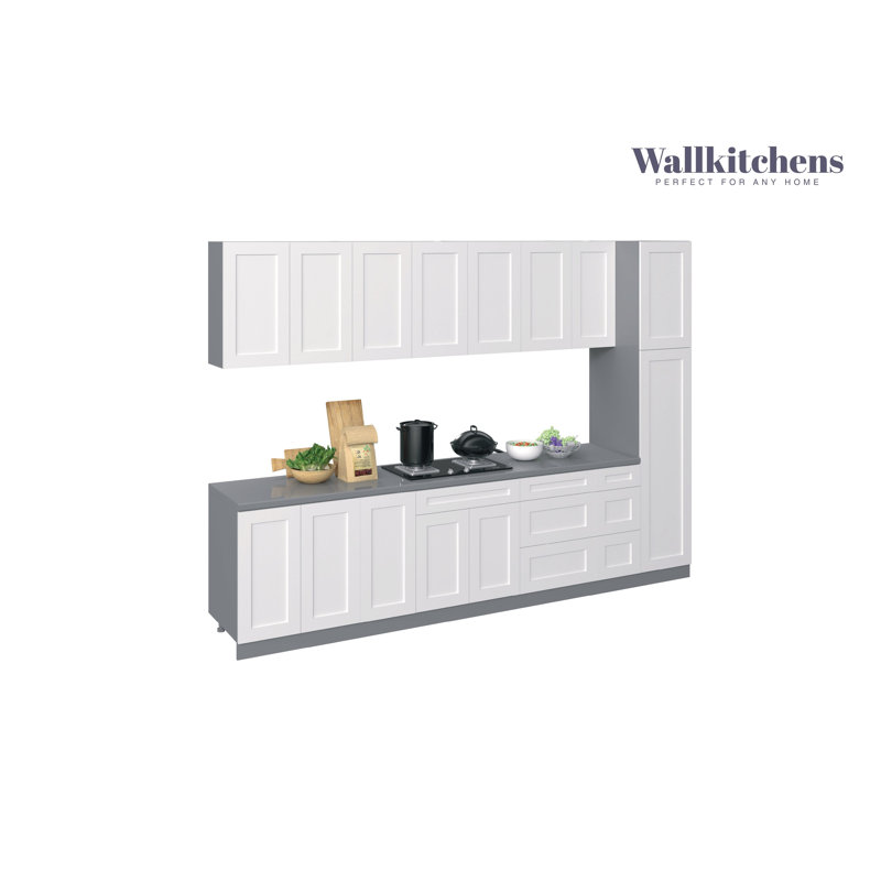 Metropolitan 132'' White Matte MDF Kitchen Cabinet Set