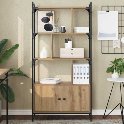 Bookcase with Doors Book Shelf Storage Shelf Organiser Engineered Wood