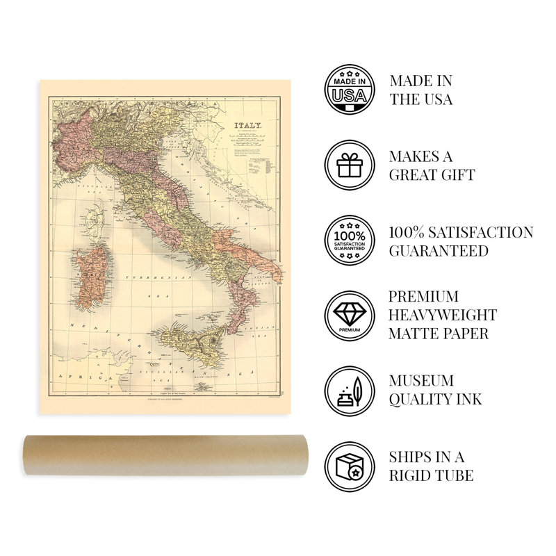 1890, Italie, carte sur papier, H 36 po x l 24 po
