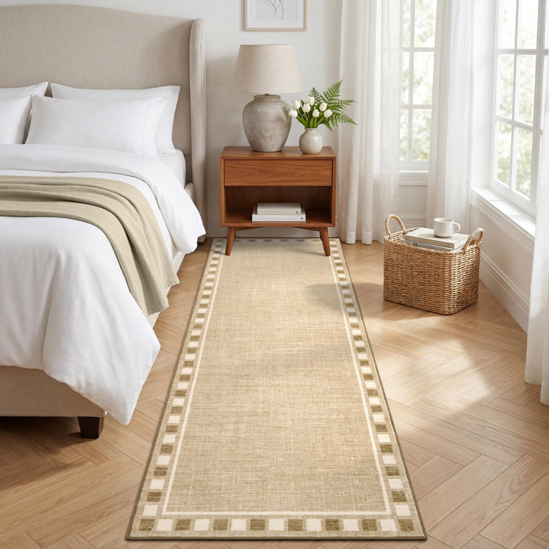 Rectangle Striped Area Rug, Linen color, 200*290cm