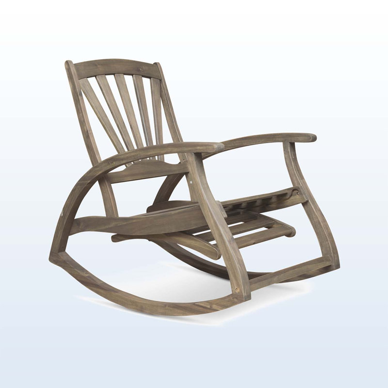 Chaise berçante en bois Marve, Gris
