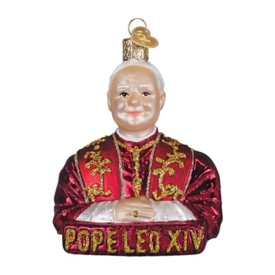 Blown Glass Ornament for Christmas Tree, Pope Leo XIV